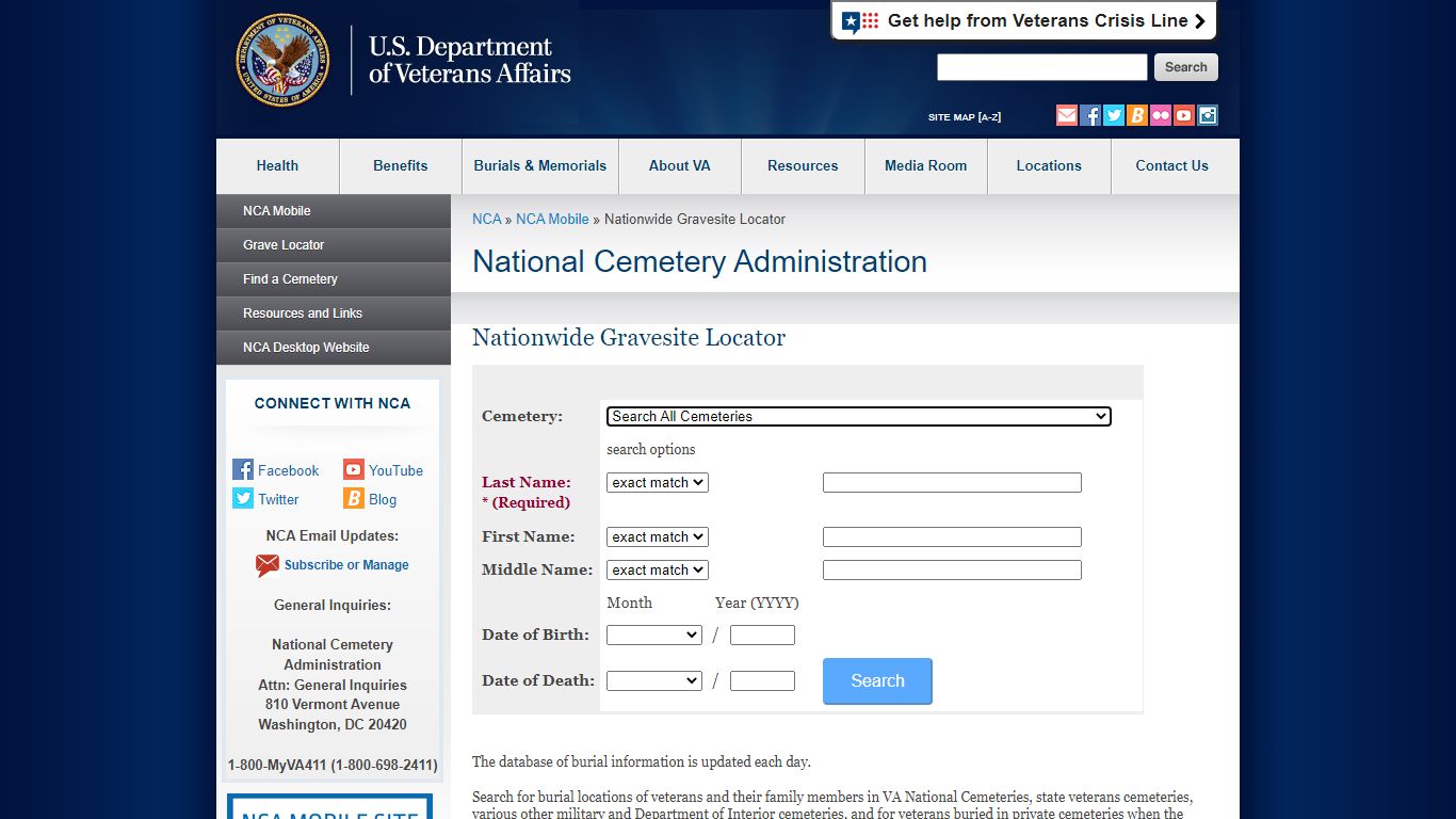 Grave Locator - National Cemetery Administration